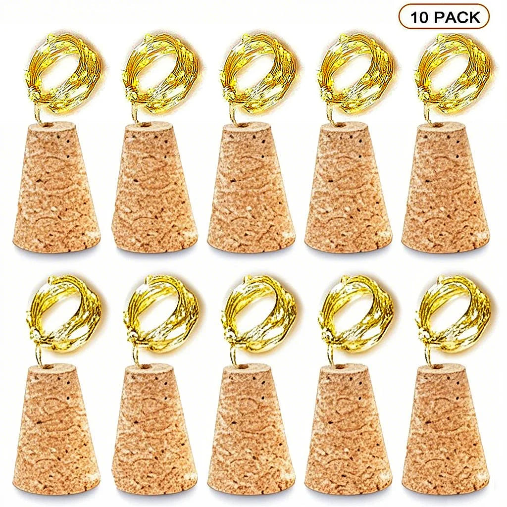5/10pcs Wood Wine Bottle String Light 20LED Copper Wire Fairy Lights Cork Shape holiday Lamp Wedding Party Garden Decor Yard