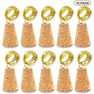 5/10pcs Wood Wine Bottle String Light 20LED Copper Wire Fairy Lights Cork Shape holiday Lamp Wedding Party Garden Decor Yard
