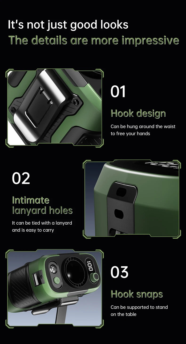 2025 13500RPM High-speed Waist Hanging Electric Fan Portable 6000mAh Power Bank Clip Waist Outdoor Construction Site Small Fan