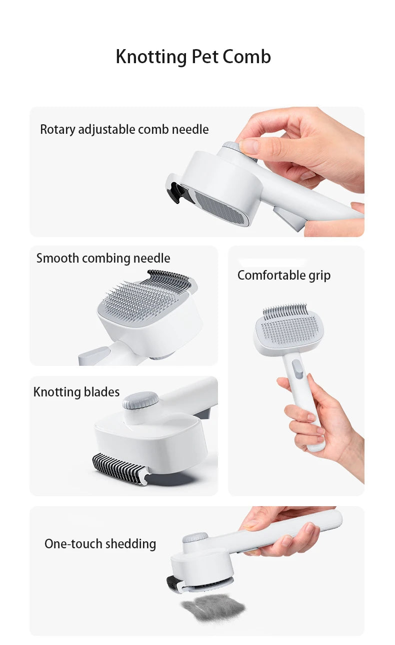 Magic Pet Grooming Brush - Effortless Knot Remover & Hair Collector, Painless Detangling for Cats & Dogs with Thick Fur