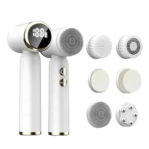 6 In 1 Electric Cleansing Brush Ultrasonic Facial Cleaner Rotating Cleansing Face Deep Cleansing Exfoliation & Gentle Skincare