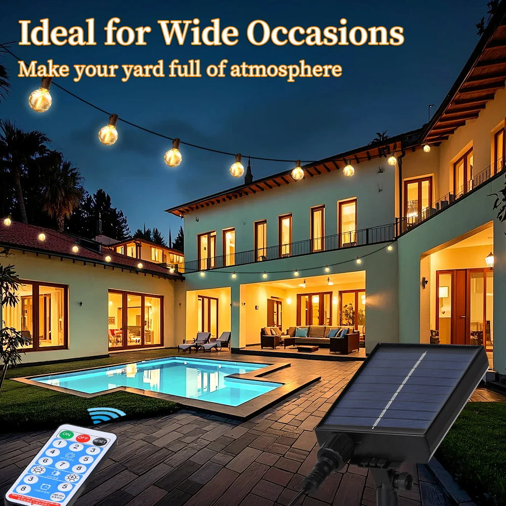 Garden Solar String Lights Led Remote Control Outdoor Lamps Waterproof Outdoor Solar Led Light For Party Camping Tent Decoration