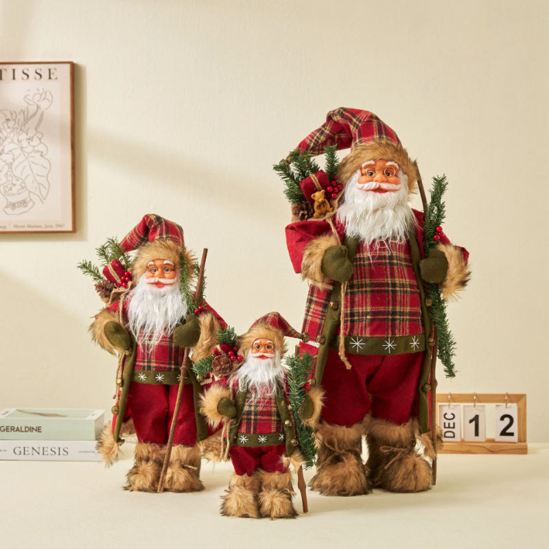 60cm Large Santa Claus Merry Christmas Decorations for Home Happy New Year 2023 Fabric Knitting Clothes Doll Window Decor