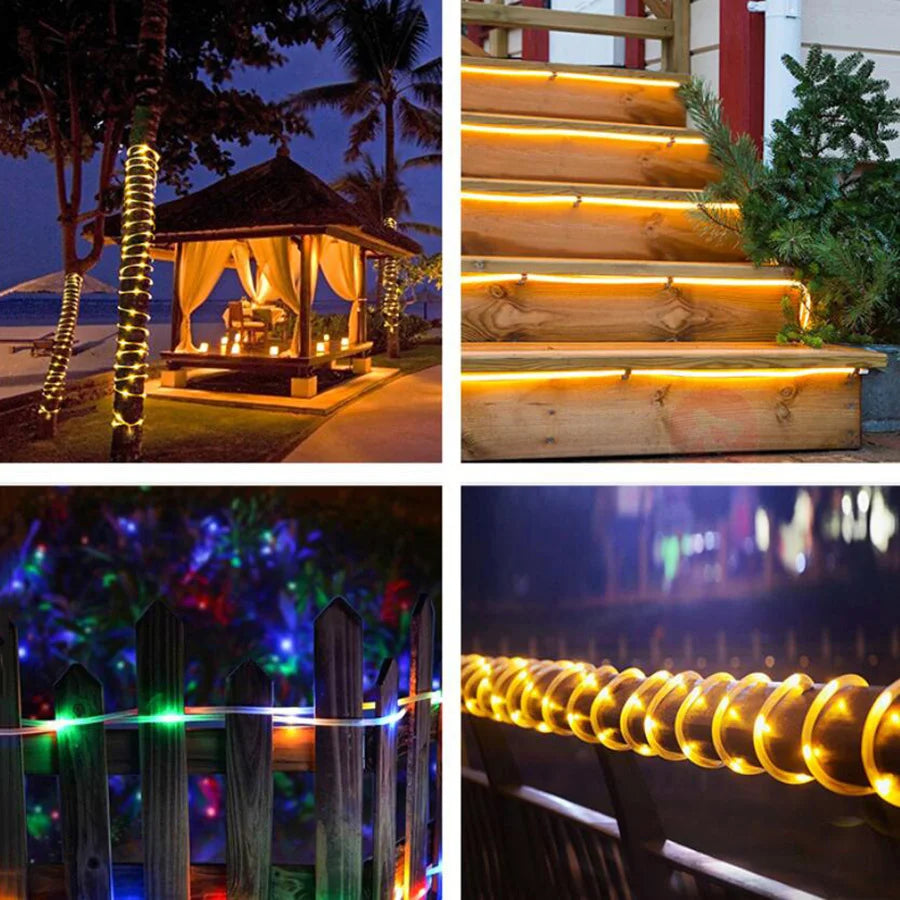 LED Rope Tube String Lights 10M 20M 30M Outdoor 8 Modes Christmas Fairy Lights Garland for DIY Party Wedding Garden Fence Decor