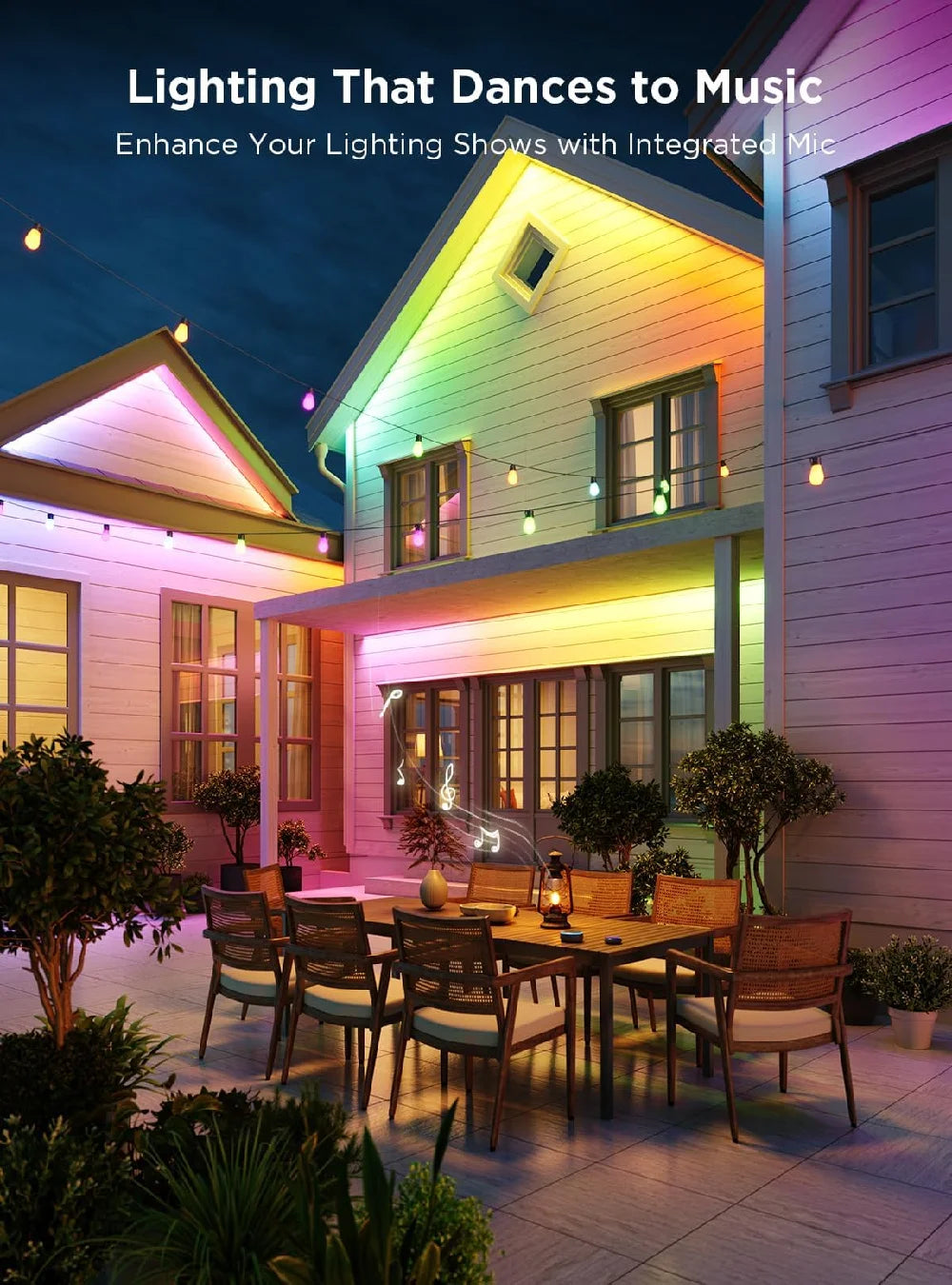 196FT/147FT/98FT/49FT Permanent Outdoor Lights RGB+IC Smart Christmas Lights String Waterproof for New Year Holiday Decorations
