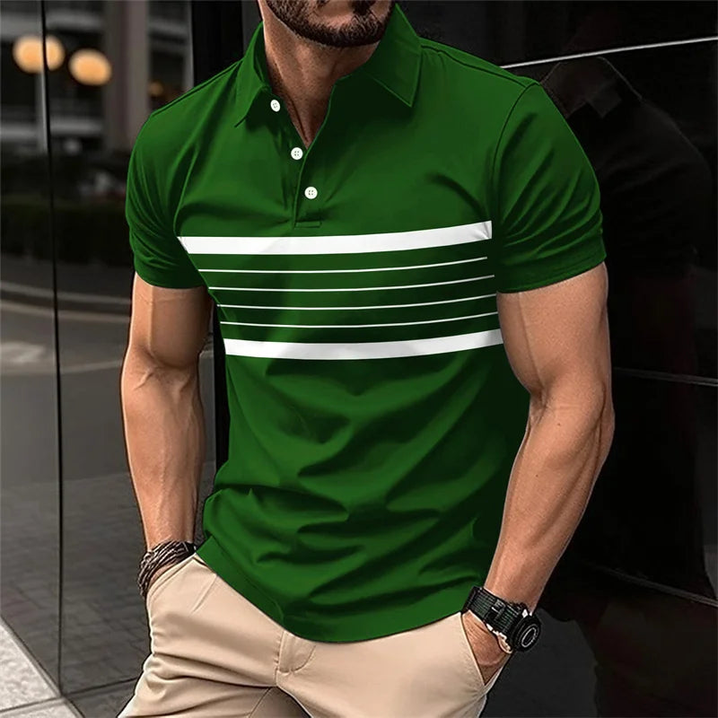 Fashion Striped Men's Polos T-Shirts Summer Short Sleeve 3d Printed Street Trend Male POLO T Shirt 6XL Large Size Casual Tops