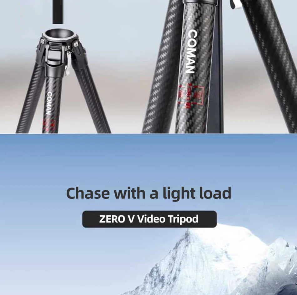 COMAN Zero Series F38 Y V Full Carbon Fiber Tripod Lightweight Travel Stand With Quick Release Plate For DSLR Camera Phone Mount