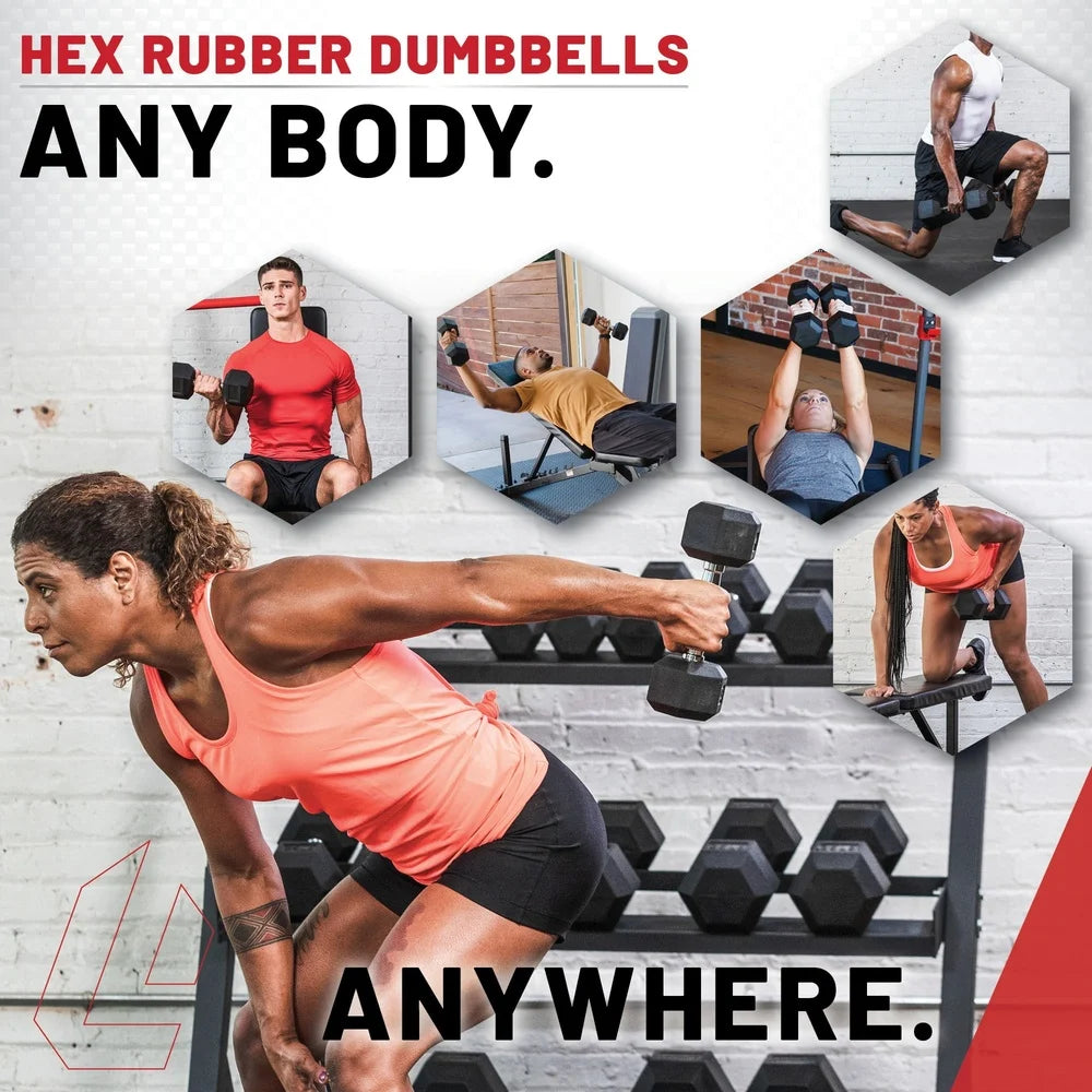 Hex Dumbbell 5lbs Rubber Coated Ergonomic Handle Weight Training Home Gym Equipment Strength Training Fitness - You Offer