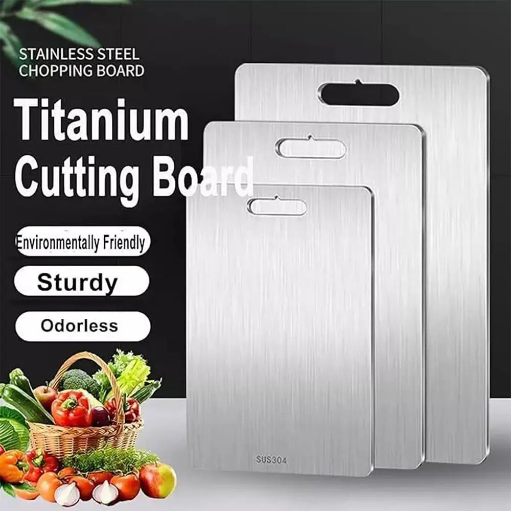 Titanium Cutting Boards for Kitchen Stainless Board 304 Steel Thickened Double Sided Food Grade Portable Fruit Meat Chopping - You Offer