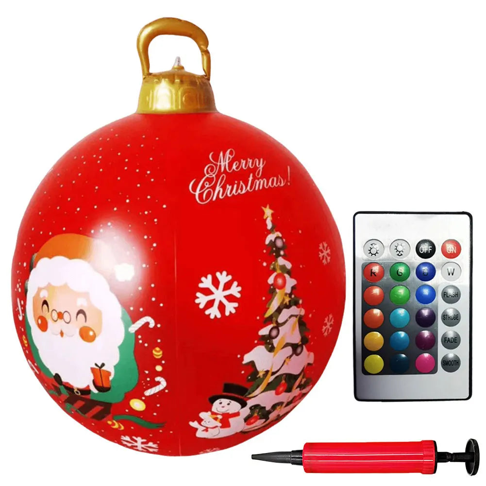 60cm Giant Inflatable Christmas Balls Light Up PVC Big Balls Xmas Tree Decorations Outdoor Holiday Yard Lawn Christmas Balloon