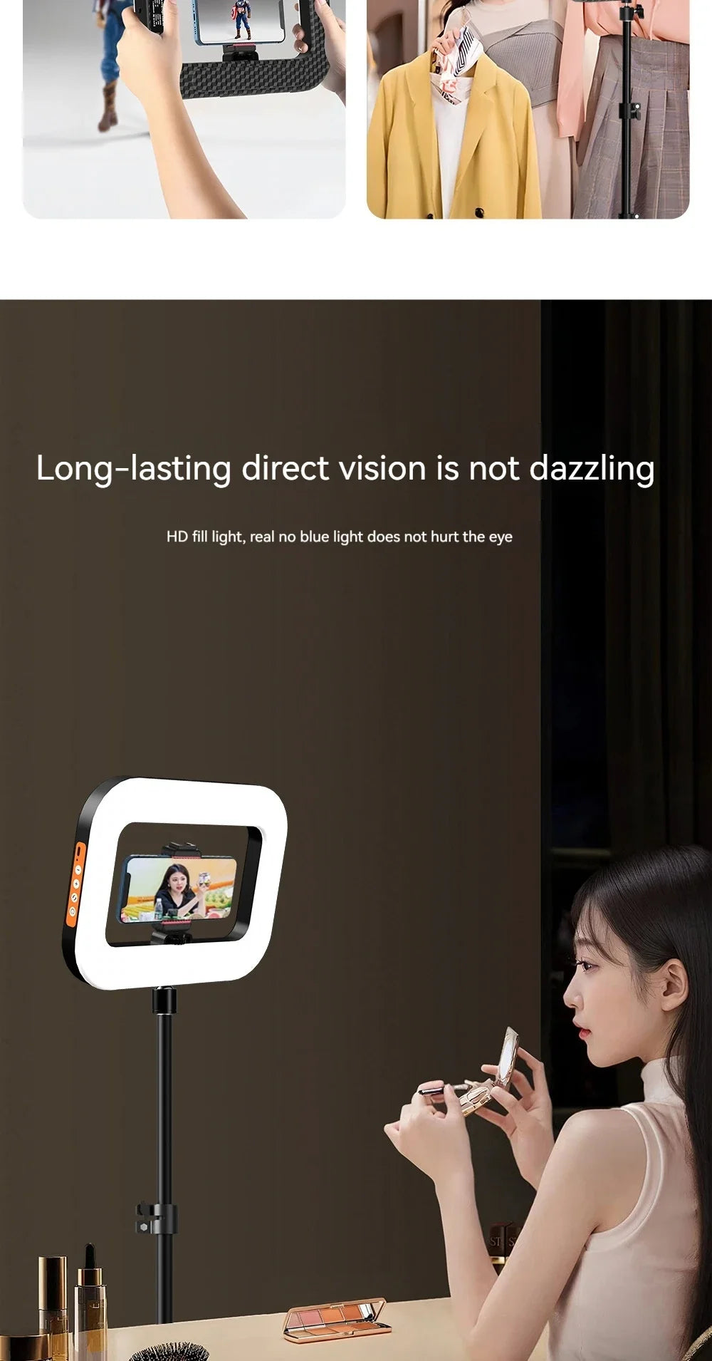 New Handheld Ring LED Rechargeable Fill light Portable Mobile Phone Live Broadcast Photography Desktop Selfie Light