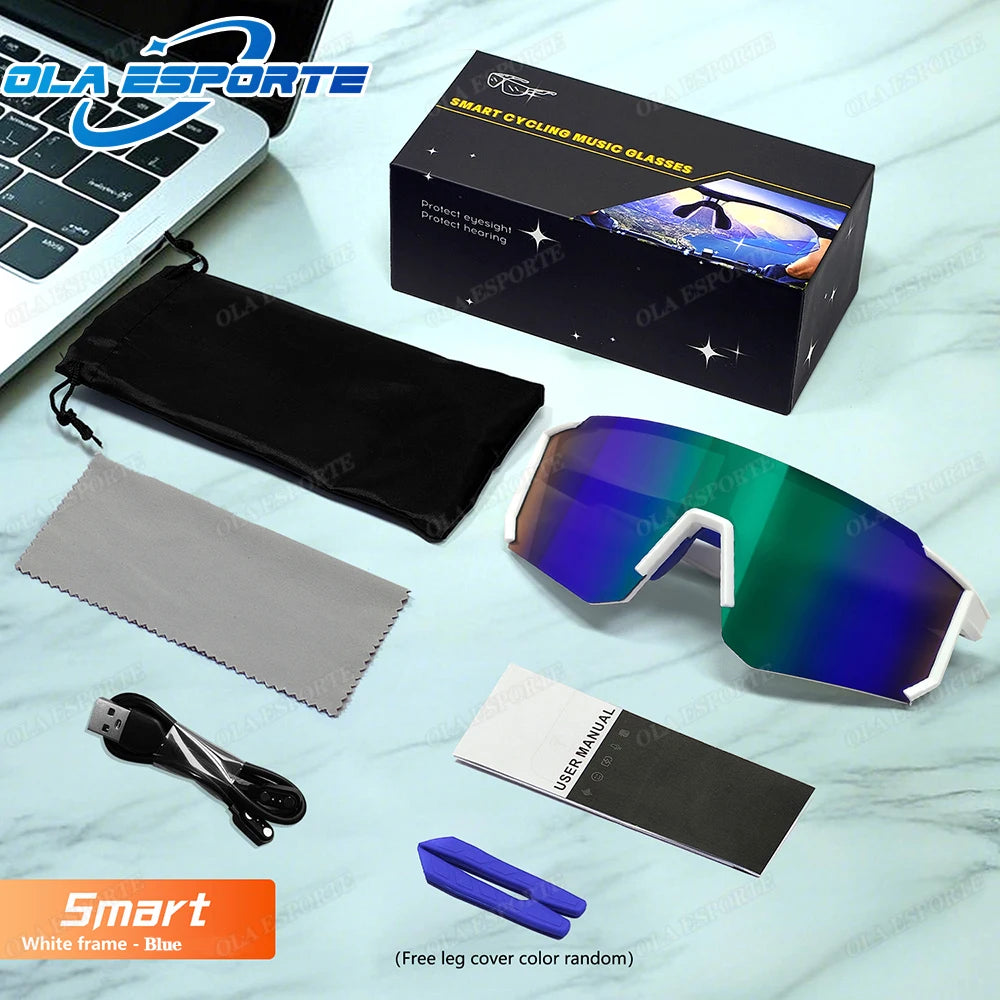 Newest audio Outdoor Smart Glasses Wireless Bluetooth Call Music Cycling Sports Headphone UV Protection Sunglasses for Men Women