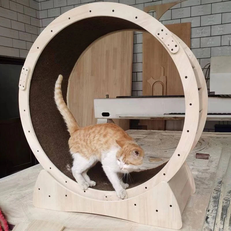 Solid Wood Cat Treadmill Small Running Wheel Large Cat Treadmill Roller Pet Fitness Pet Toys Silent Sports Track Pets Supplies