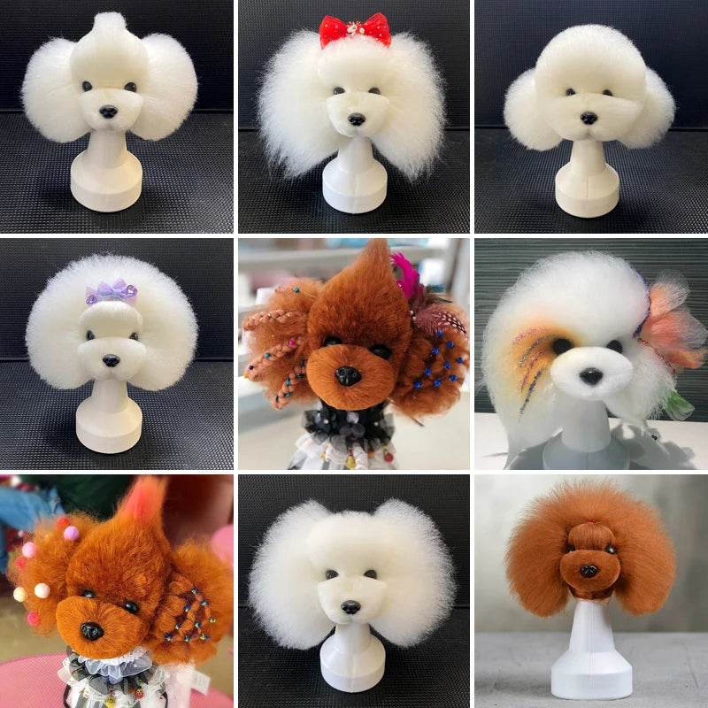 teddy Pet simulated head hair fake dog head model beautician practice cutting dog hair dog body Wig Pet Grooming Student study