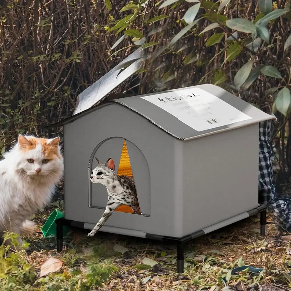 Stray Cat's House Waterproof Outdoor Feral Cat Houses FoldableTent Portable Travel Cold Resistant Pet House Winter Warm Outsid