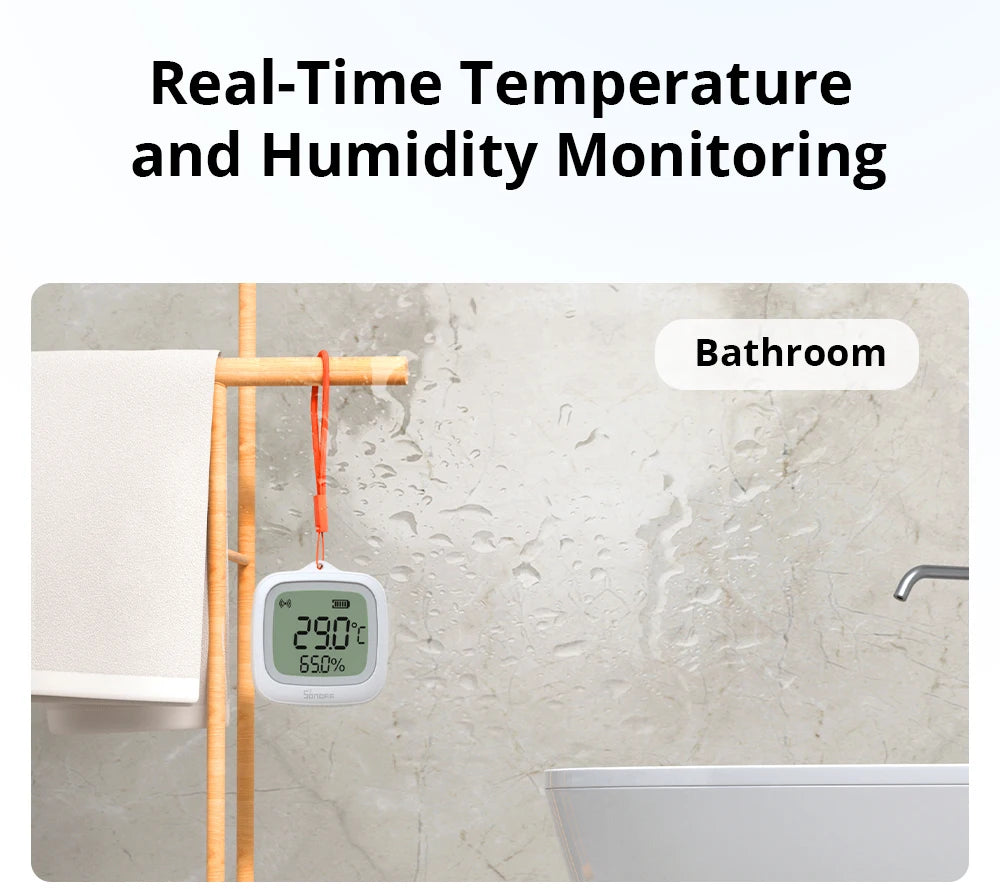 SONOFF SNZB-02WD Zigbee LCD Smart Temperature Humidity Sensor IP65 Waterproof for Bathroom Greenhouse Outside via ZBBridge-P
