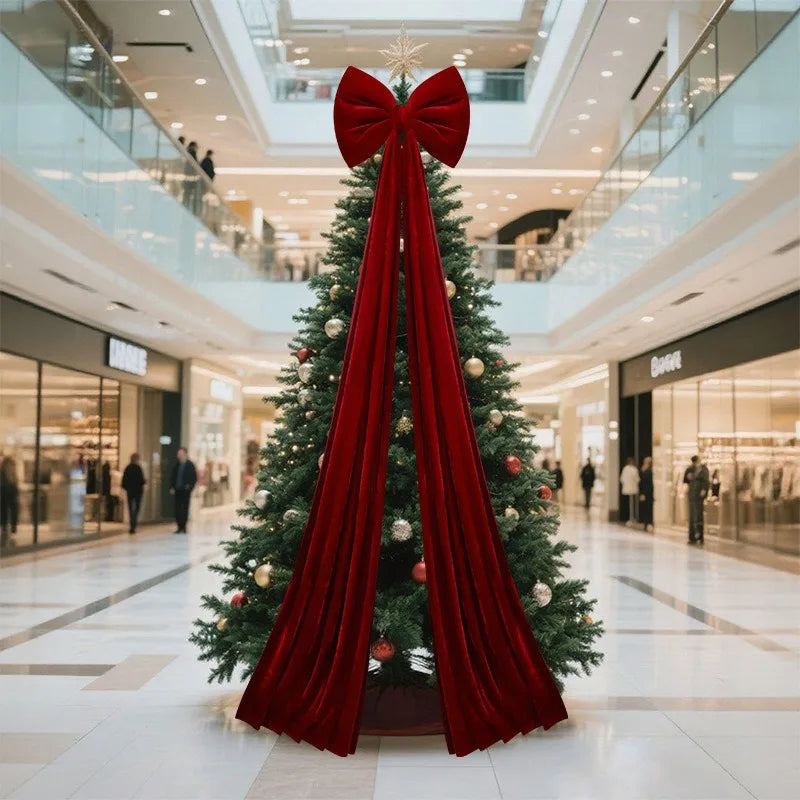 40x200cm Large Bow Themed Party Decorations Christmas Tree Topper Bow Ribbon for Christmas Wedding Party Wall Pendant Decor 1PC