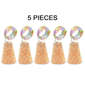 5/10pcs Wood Wine Bottle String Light 20LED Copper Wire Fairy Lights Cork Shape holiday Lamp Wedding Party Garden Decor Yard