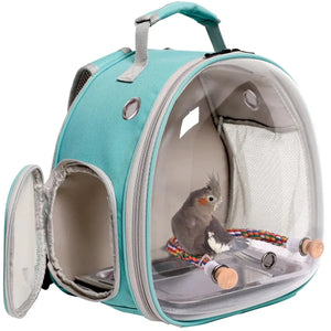 Bird Cage Parrot Travel Carrier Backpack with Rope Perch Stainless Steel Tray Clear Bubble Space Capsule Birds Pet Accessories