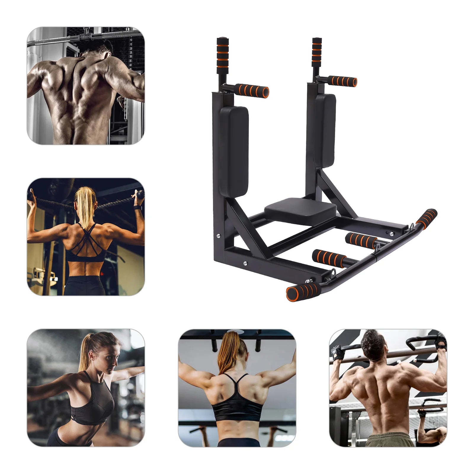 Wall Mounted Pull Up Bar Chin Up bar Multifunctional Dip Station for Indoor Gym Workout Training Equipment Fitness Dip Stand - You Offer