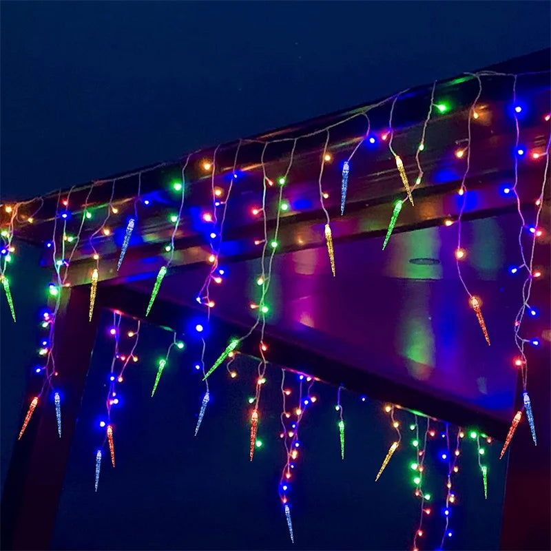 5-36M LED Curtain Icicle String Lights Christmas Garland Waterfall Outdoor Garden Decoration Fairy Light For Street Eaves Patio