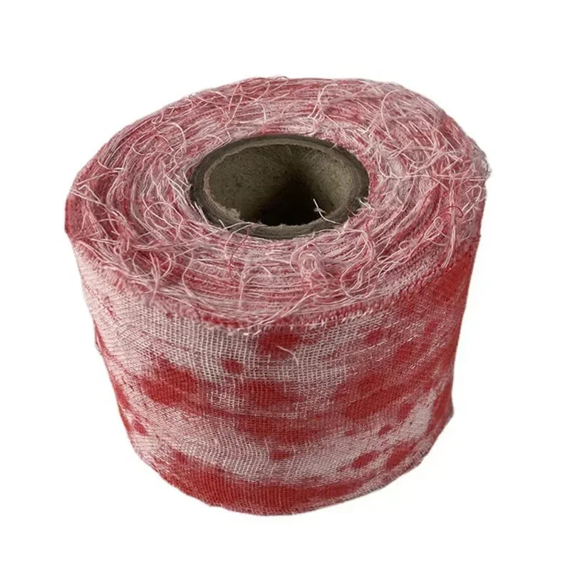 Halloween Bloody Gauze Roll Bloody Bandage  Wrap Fake Blood Creepy Costume Gauze Mummy Zombie Costume Accessories Party Decor