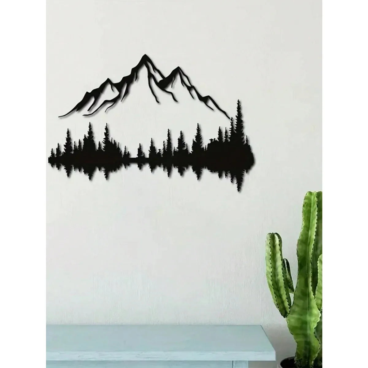 Mountain & Forest Metal Wall Art (Large Wall Sculpture) | 16''X7.1'' Rustic Indoor/Outdoor Decor | Halloween & Christmas Gift