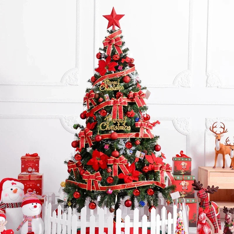 1.2/1.5/1.8/2.1M Christmas Tree Simulation with Metal Holder Base for Home Party Decorations Christmas Ornament Simple Install