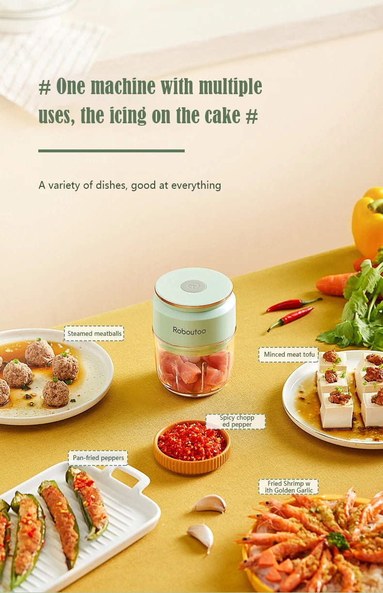 Mi Glass Electric Garlic Crusher Portable Fresh Meat Chopper USB Charging Ginger Chili Vegetable Masher Machine Kitchen Tool