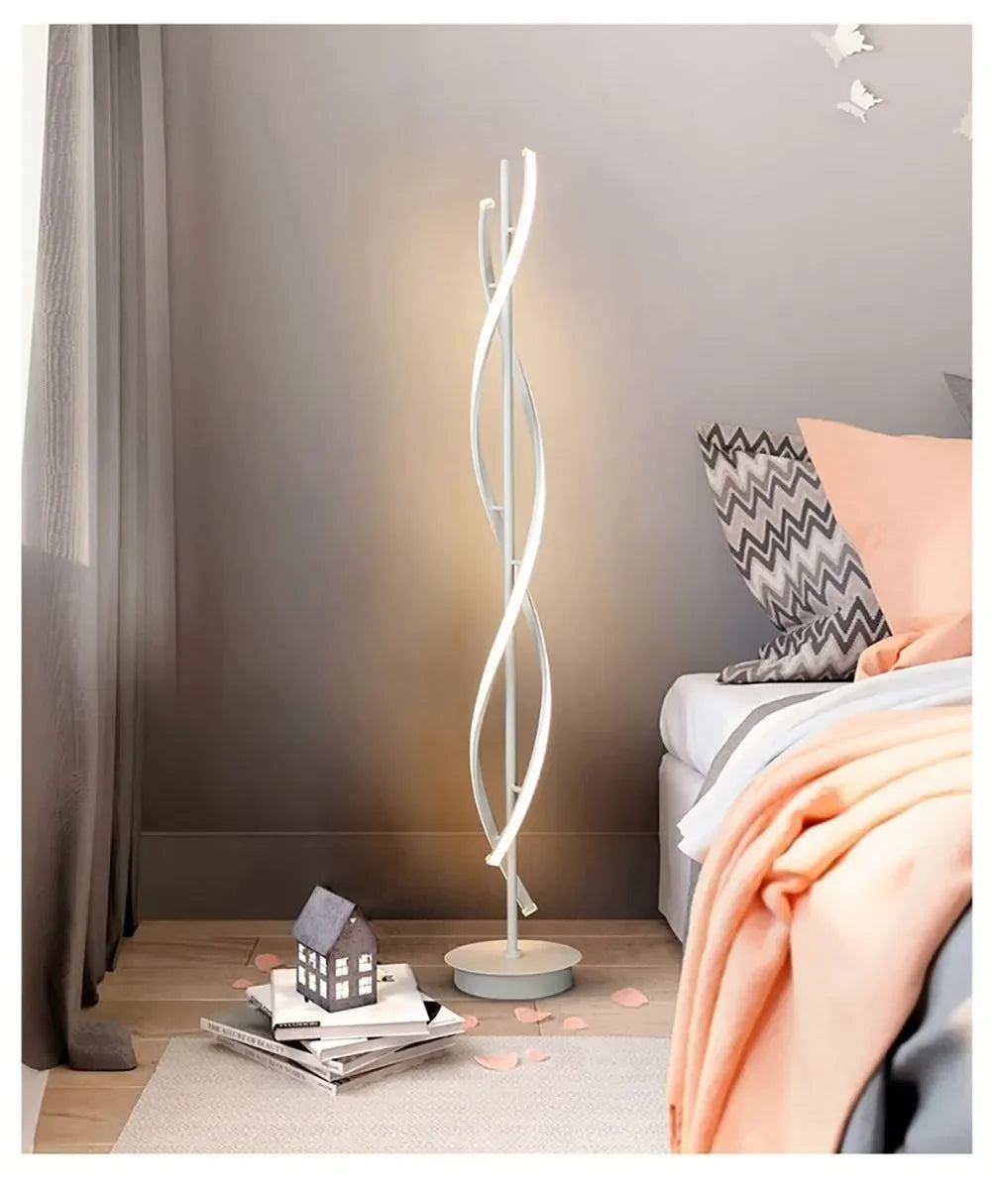 Minimalist creative floor lamp, bedroom living room personalized atmosphere lamp,Nordic minimalist LED circular curve floor lamp