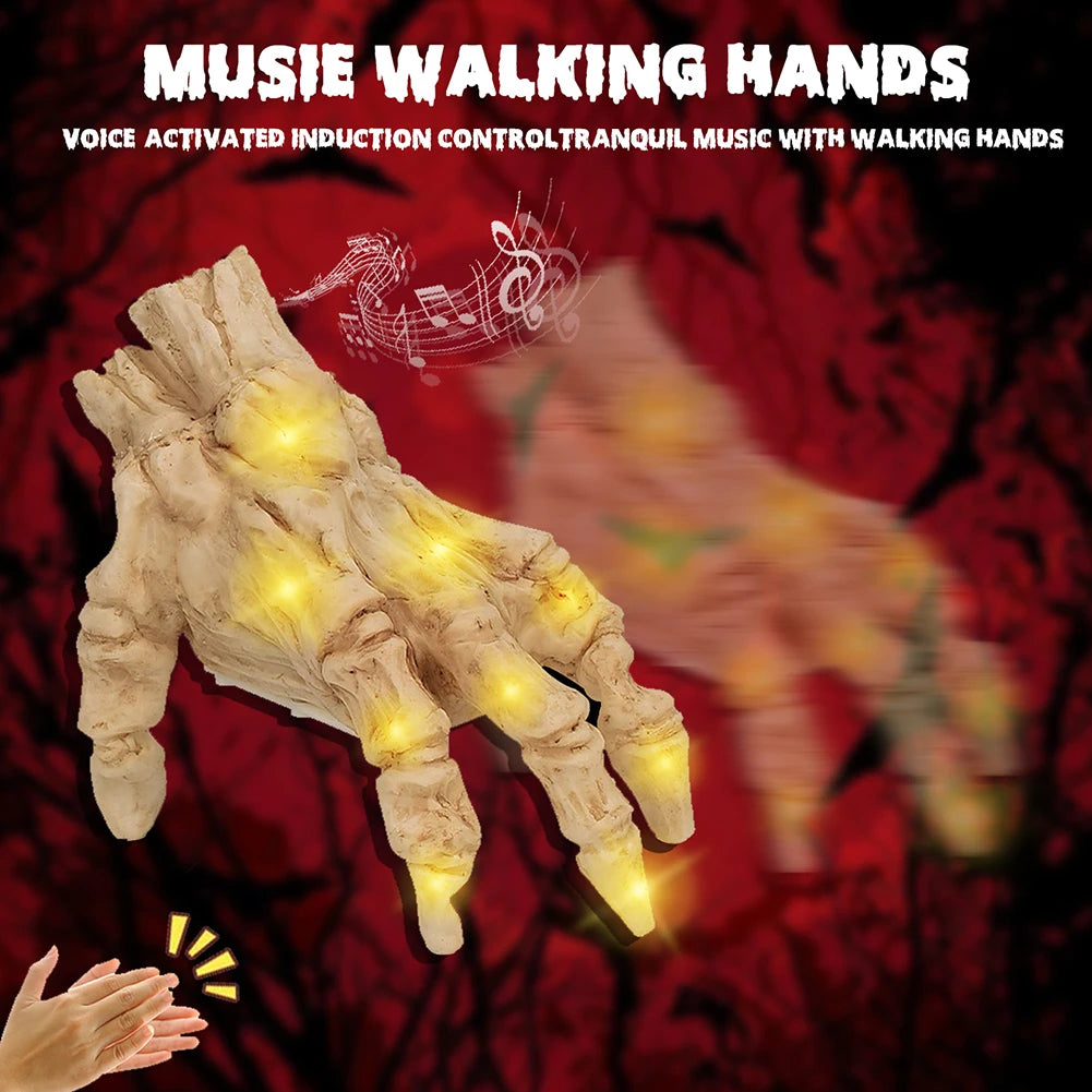 Electric Walking Hand Sound Activated Halloween Skeleton Hand with Sound Light Costume Props Halloween Gothic Home Decor