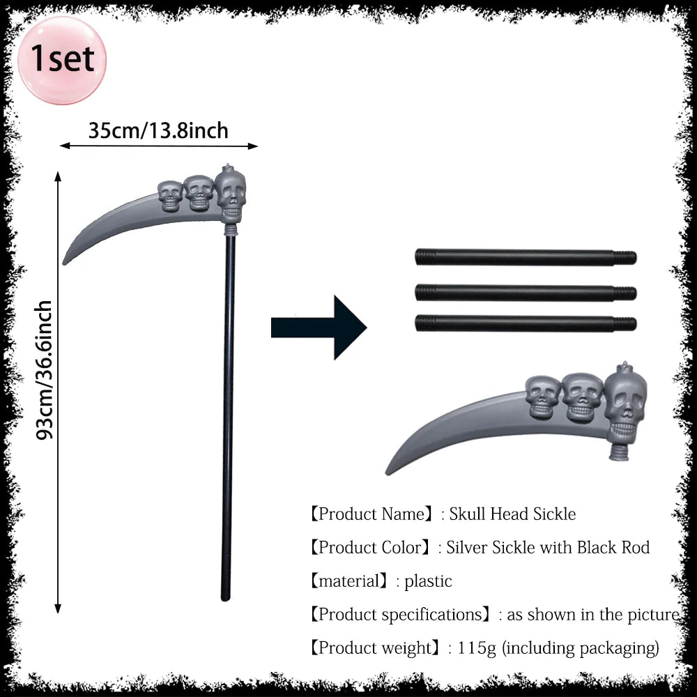 Horror Halloween Grim Reaper Hooded Cloak Skull Scarf Night Glow Gloves Ghost Head Scythe Adult Kids Scary Halloween Decorations