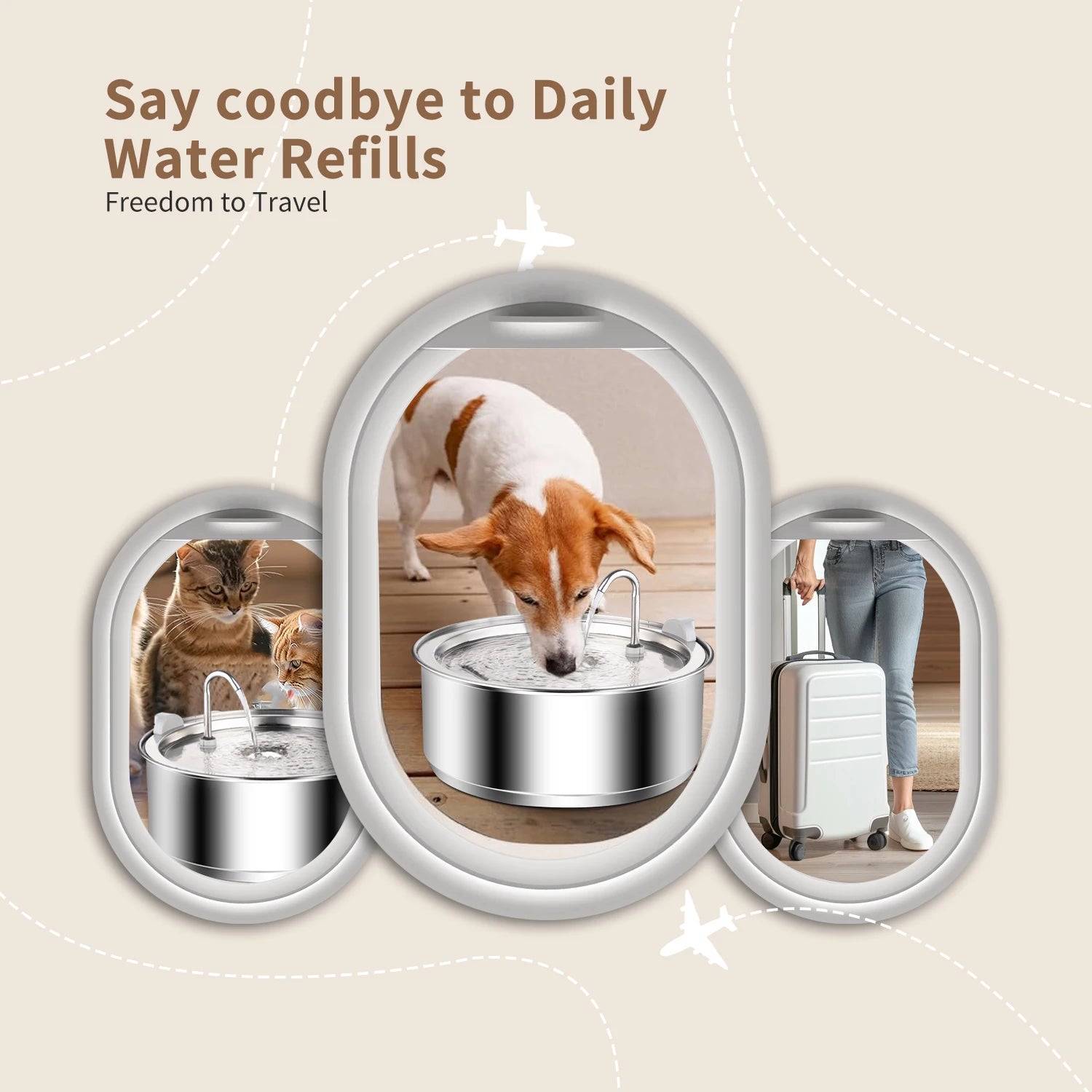 Stainless Steel Cat Water Fountain Automatic Cat Drinker Drinking Fountain For Cats Dogs Pet Water Dispenser Accessories