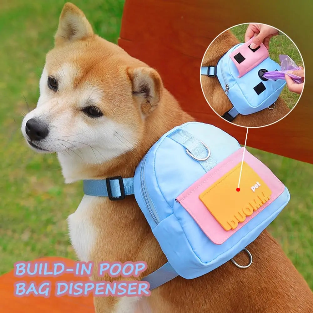 Cat and Dog Backpack Pet Traction Backpack Outdoor Travel Adjustable Pet Backpack Shoulders Pet Outing Equipment Breathable