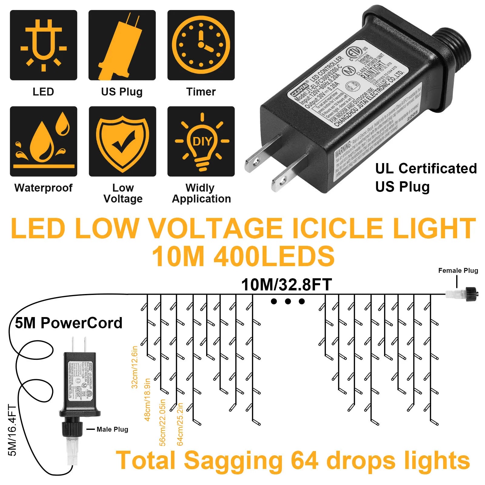 Memory LED Icicle String Lights 5/10/15M Waterproof Outdoor Christmas Fairy Lights 8 Modes Timer Xmas Newyear Decor 31V Plug
