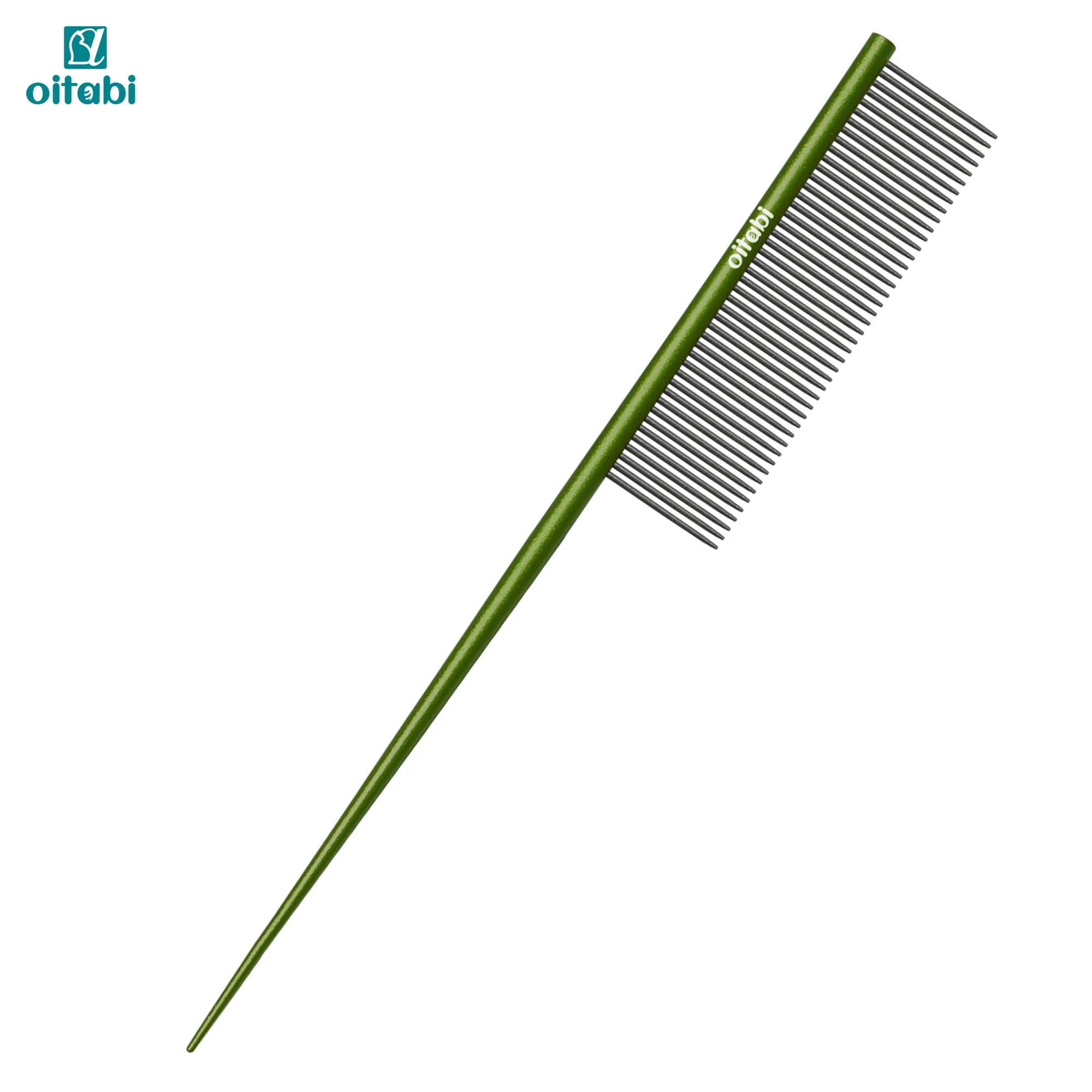 Oitabi Precision Tail Comb made with Bimetal, Finishing and Fluffing Comb for Grooming Paws Face and Tail | Tear Stain Removal