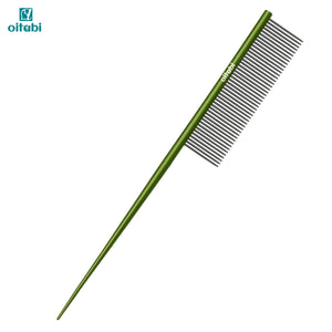 Oitabi Precision Tail Comb made with Bimetal, Finishing and Fluffing Comb for Grooming Paws Face and Tail | Tear Stain Removal