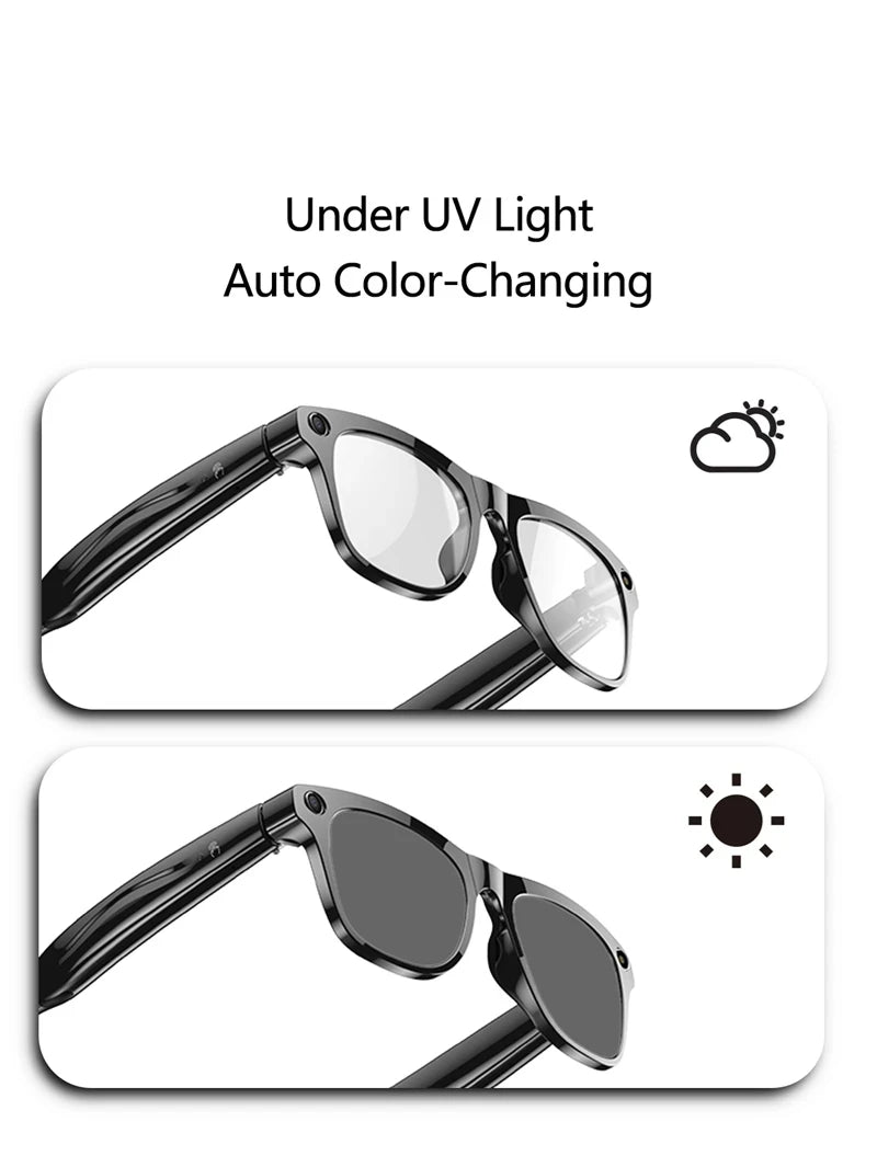 VIVO 6K HD AI Smart Glasses Photochromic Multifunction Bluetooth Calling Voice Assistant Music Player Translate Camera 2026 HOT