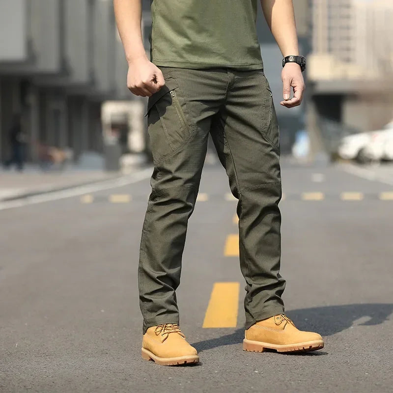Men Outdoor Fashion Trendy Multi Pack Handsome Tactical Pants Comfortable Camouflage Four Seasons Training Waterproof Work Pants