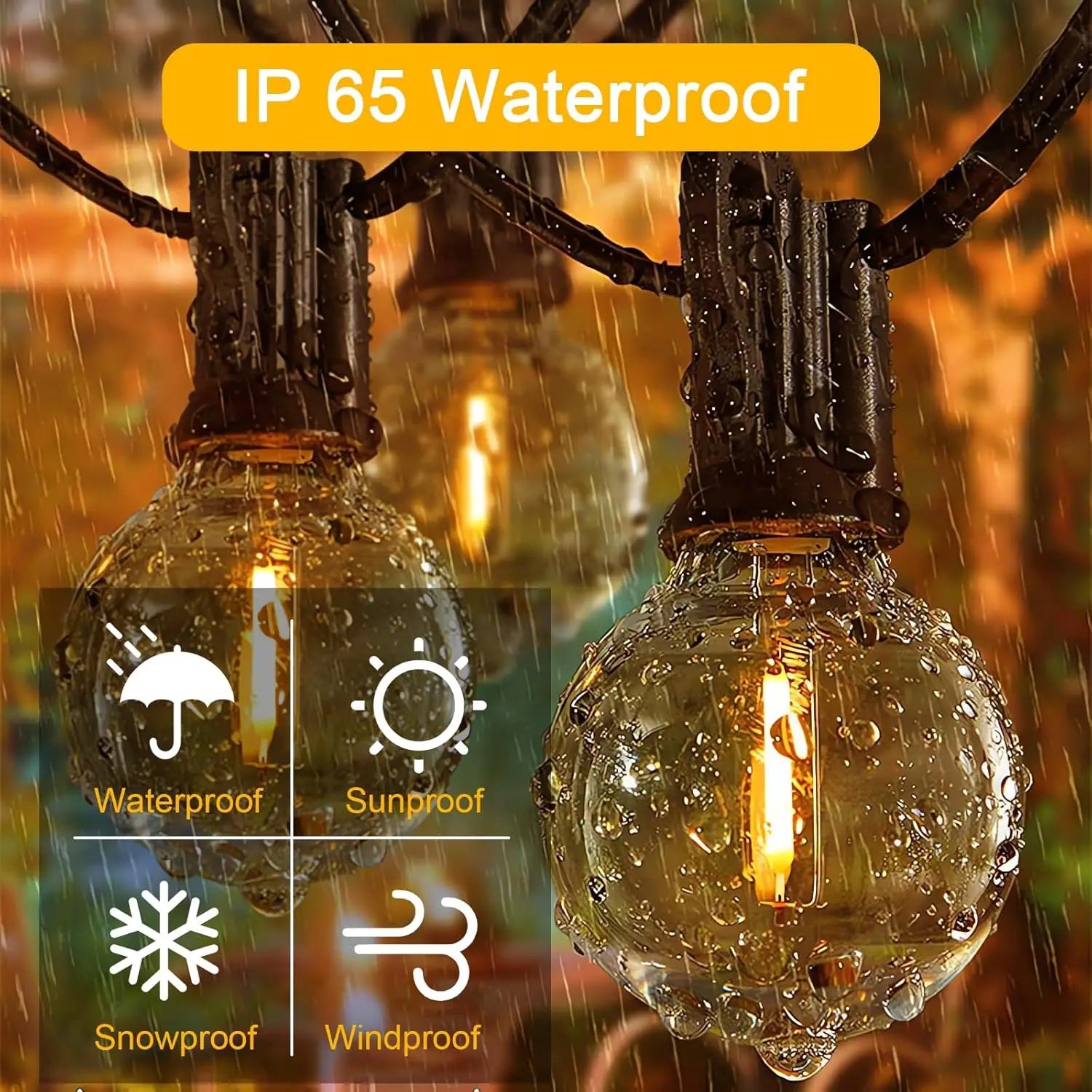 30M/15M/9M LED G40 Globe String Lights Outdoor, Plastic IP65 Waterproof Bulbs For Christmas Party Garden Decorative Garland Lamp