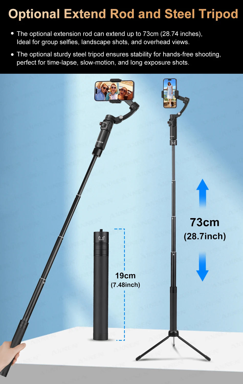 AXNEN M02 Gimbal Smartphone Stabilizer 3-Axis Anti-shake Video Record Handheld Selfie Gimbals for iPhone Android Face Tracking
