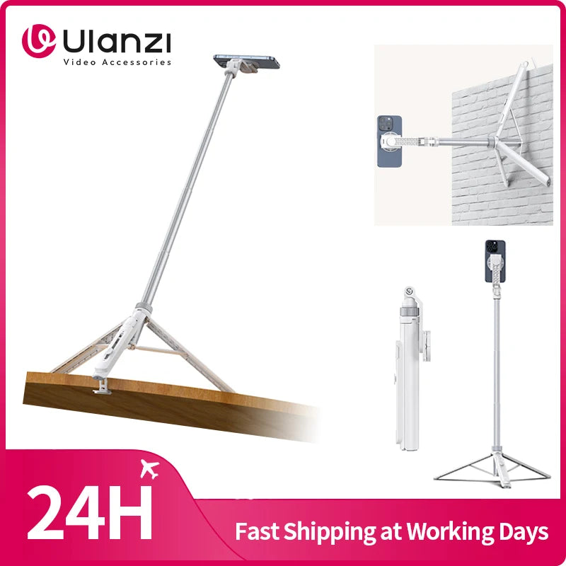 Ulanzi TT88 Overhead Selfie Stick Wireless Tripod Magsafe&Phone Clip for iPhone 16 15 14 13Android with Hook for Overhead Shoot