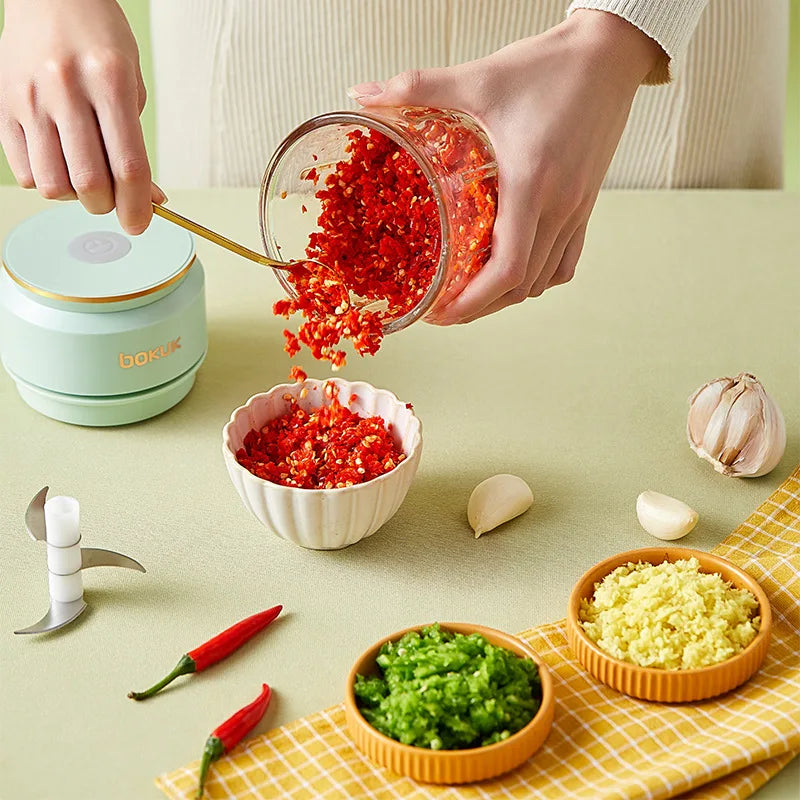 Mi Glass Electric Garlic Crusher Portable Fresh Meat Chopper USB Charging Ginger Chili Vegetable Masher Machine Kitchen Tool
