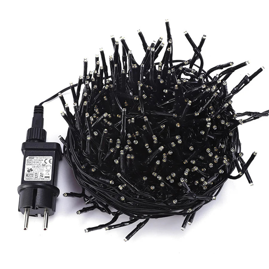 30M 1500LED Christmas Garland String Lights Outdoor 8 Modes Firecrackers Fairy Lights for Garden Party Wedding New Year Decor