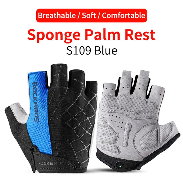 ROCKBROS Summer Cycling Gloves Half Finger Shockproof Breathable Gym Gloves Men MTB Fingerless Bicycle Gloves Cycling Equipment