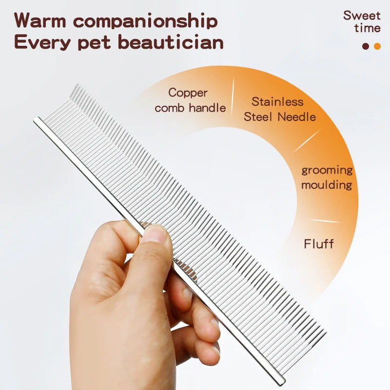 Pet grooming comb with curved hook, deep hair picking and fluffy texture, pet trainer beauty, curved teeth comb