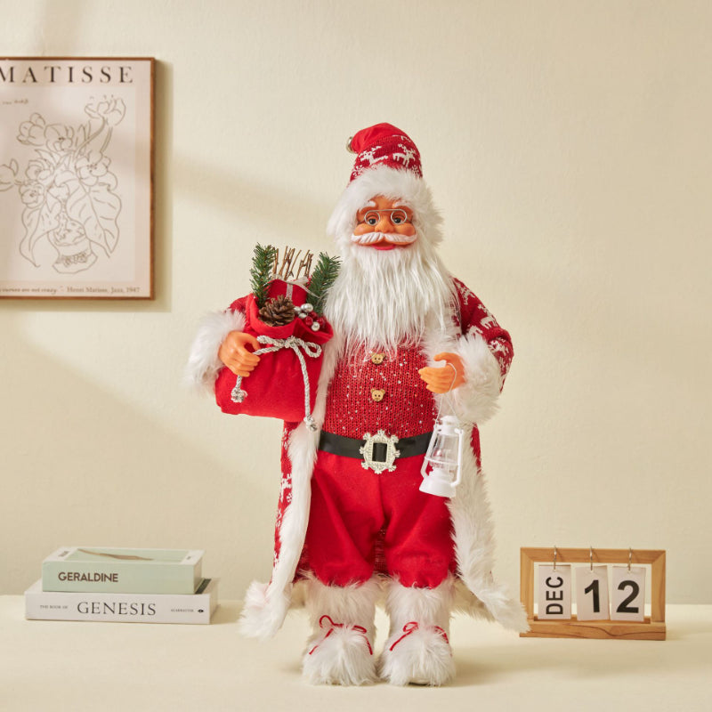 60cm Large Santa Claus Merry Christmas Decorations for Home Happy New Year 2023 Fabric Knitting Clothes Doll Window Decor