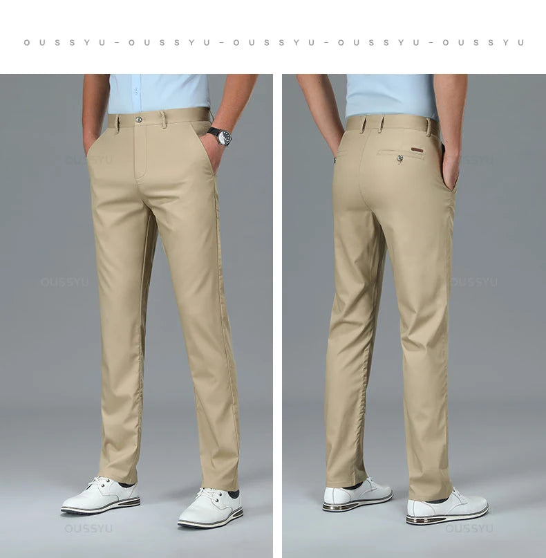 Spring Summer High Quality Luxury Straight Business Suit Pants Men Bamboo Fiber Designer Elegant Casual Long Formal Trouser Male - You Offer