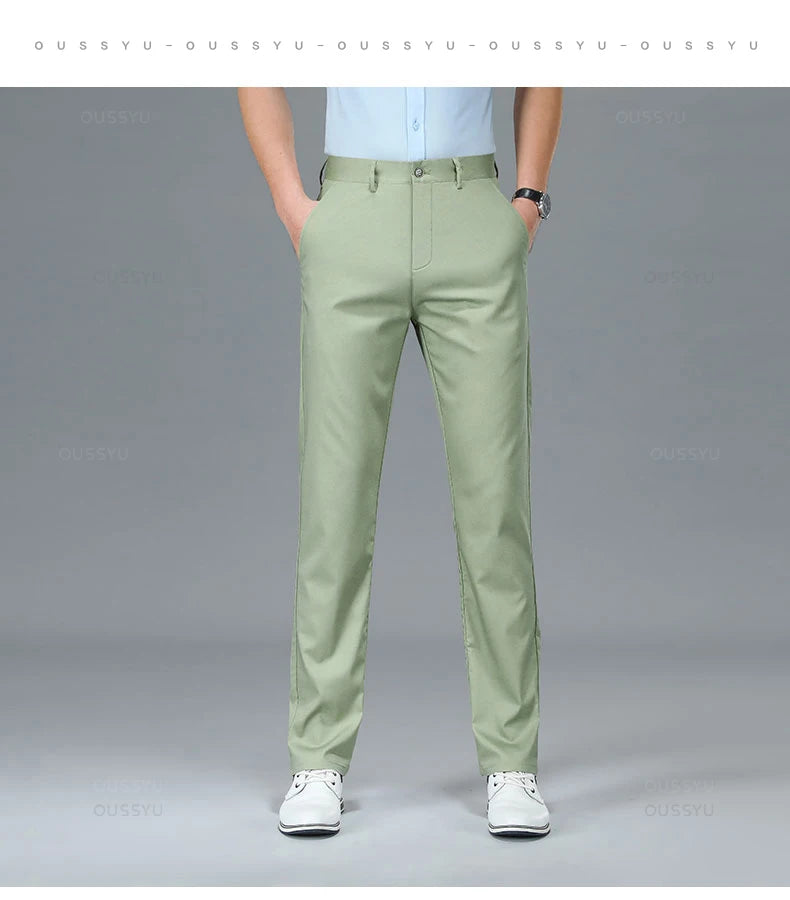 Spring Summer High Quality Luxury Straight Business Suit Pants Men Bamboo Fiber Designer Elegant Casual Long Formal Trouser Male - You Offer