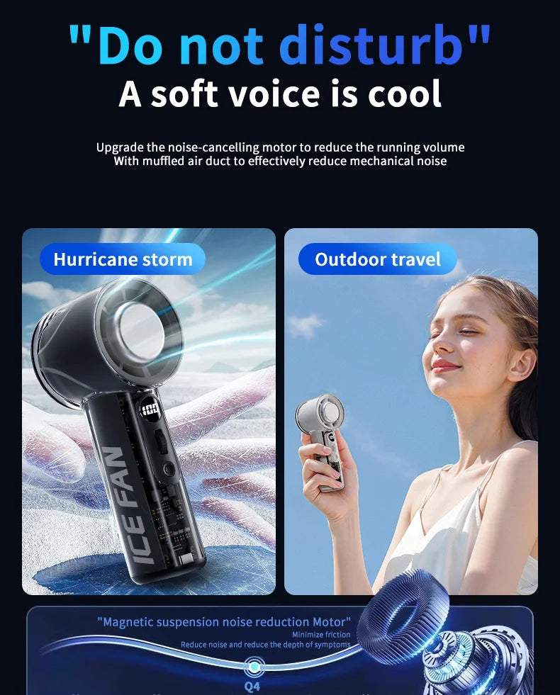 2025 New Mini Semiconductor Refrigeration Handheld Fan USB Portable 3000mAh Cooling High-speed Ice Pack Handheld Electric Fan